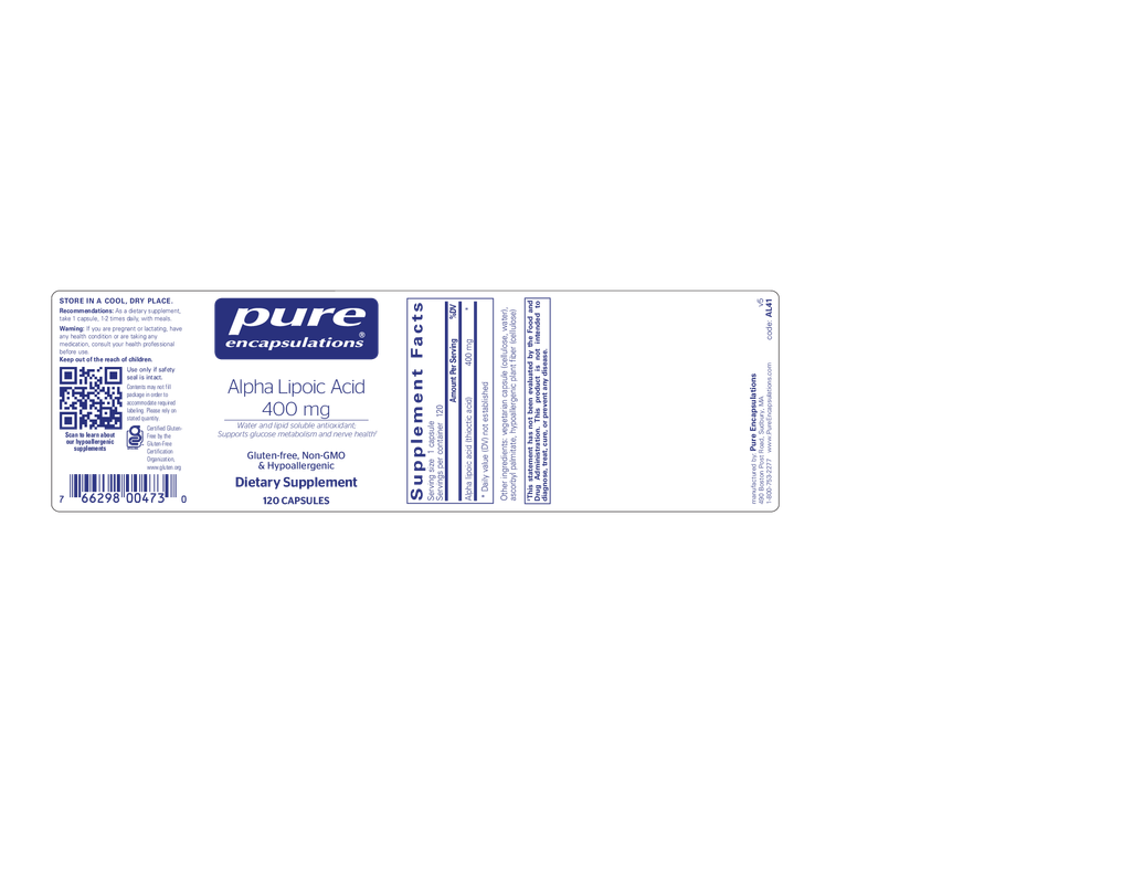 Alpha Lipoic Acid 400 mg. 120's