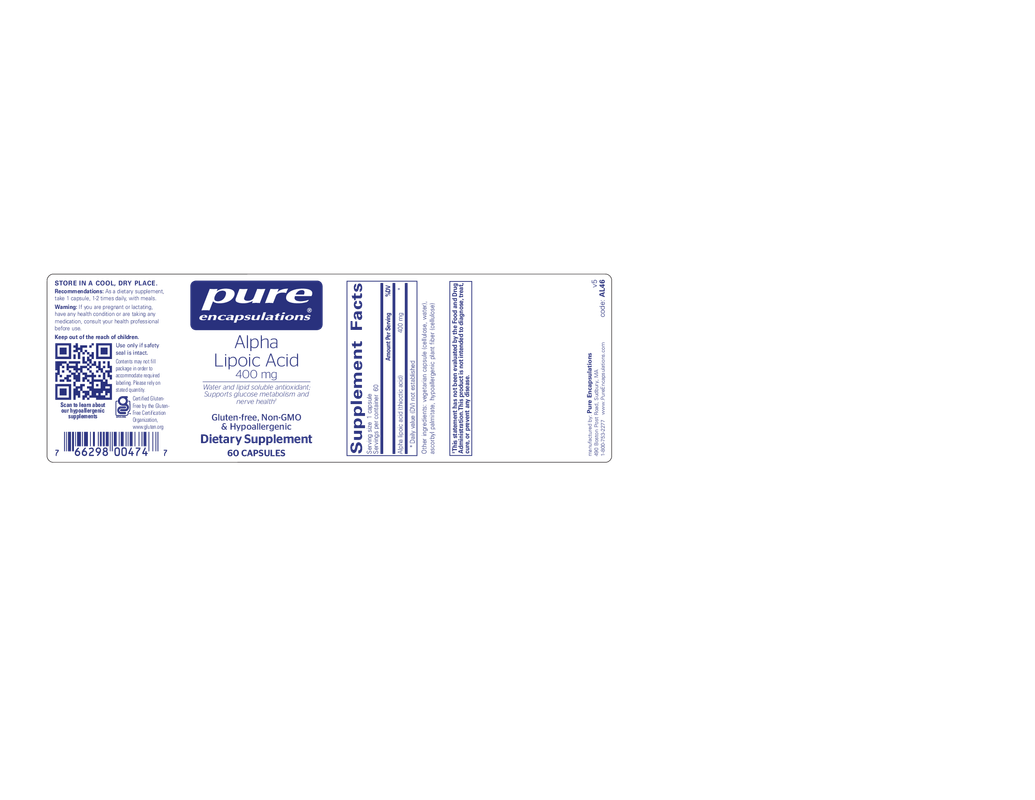 Alpha Lipoic Acid 400 mg. 60's