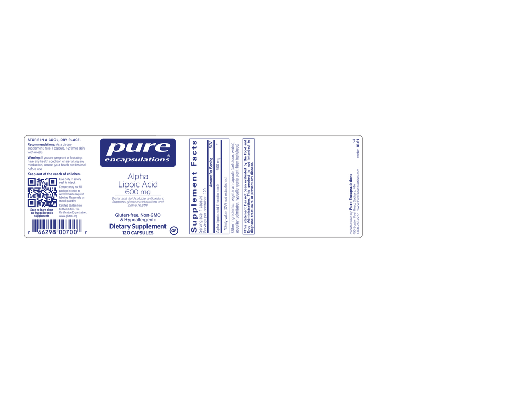 Alpha Lipoic Acid 600 mg. 120's