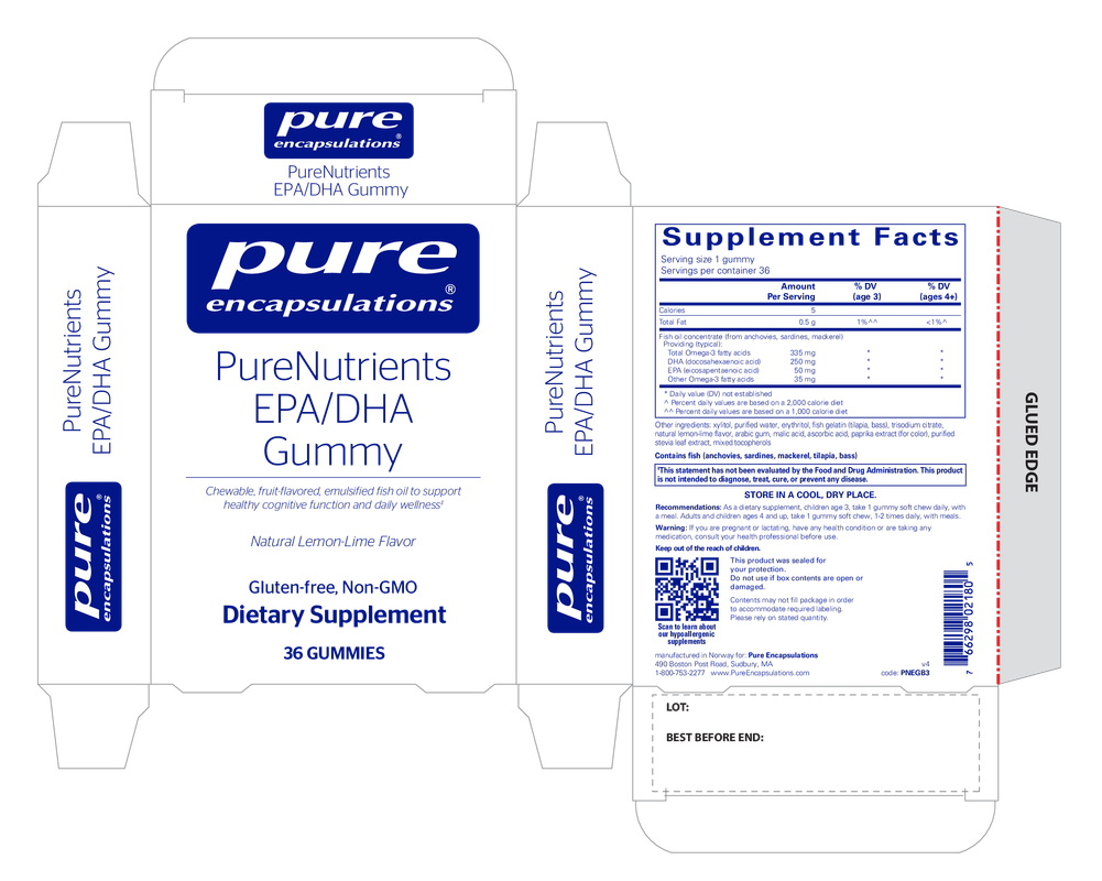 PureNutrients EPA/DHA Gummy
(natural lemon-lime flavor)