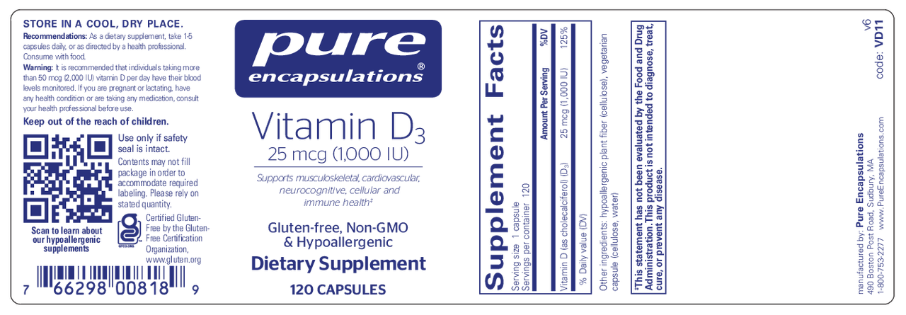 Vitamin D3 25 mcg (1,000 IU) 120's