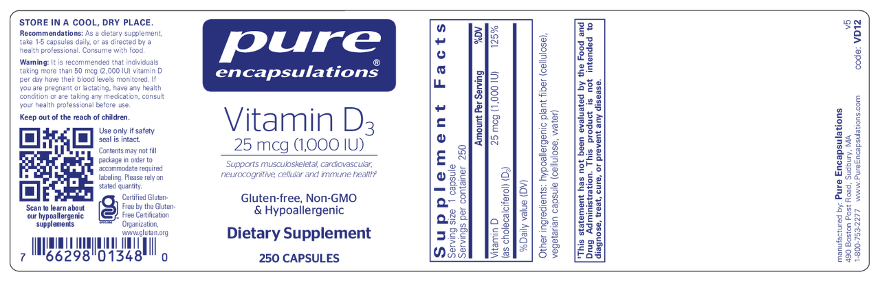 Vitamin D3 25 mcg (1,000 IU) 250's