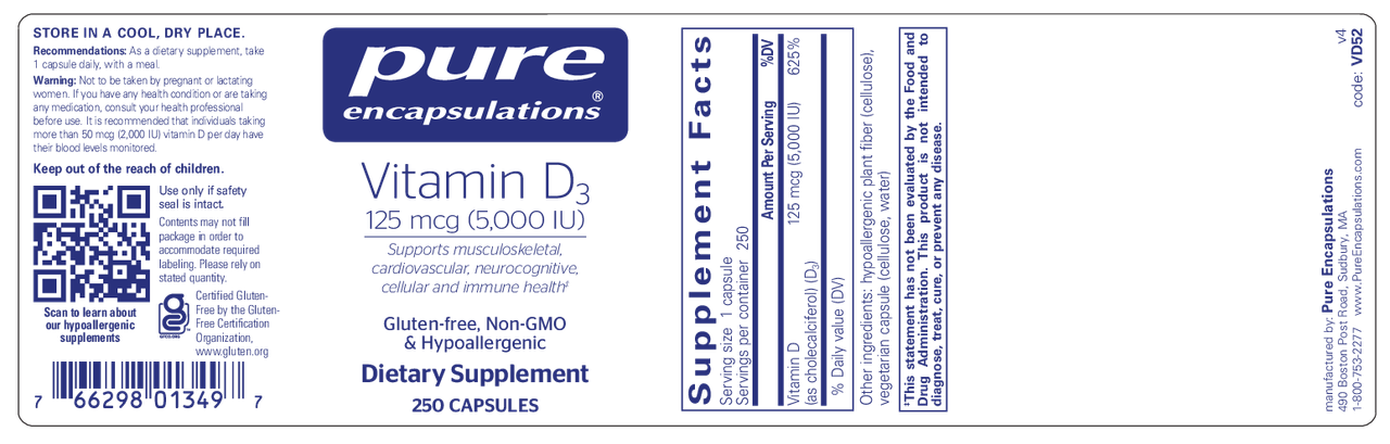 Vitamin D3 125 mcg (5,000 IU) 250's