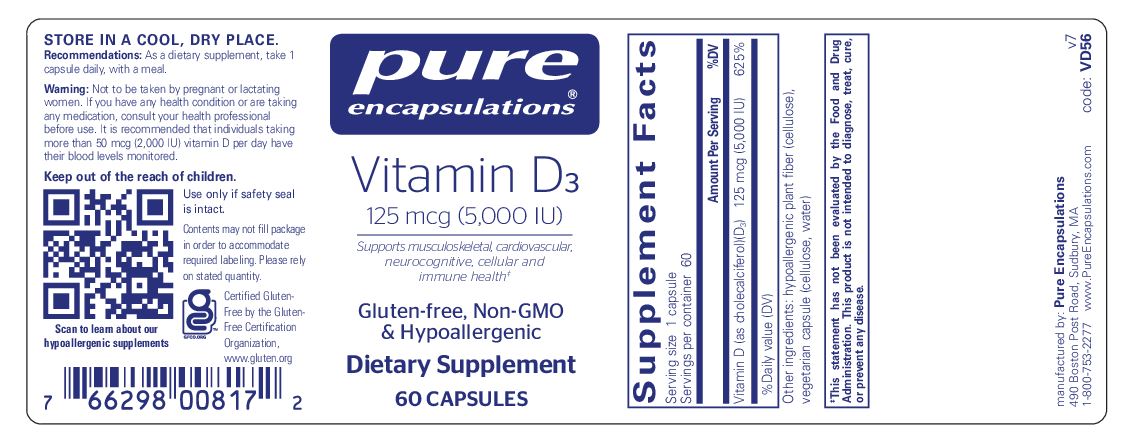 Vitamin D3 125 mcg (5,000 IU) 60's